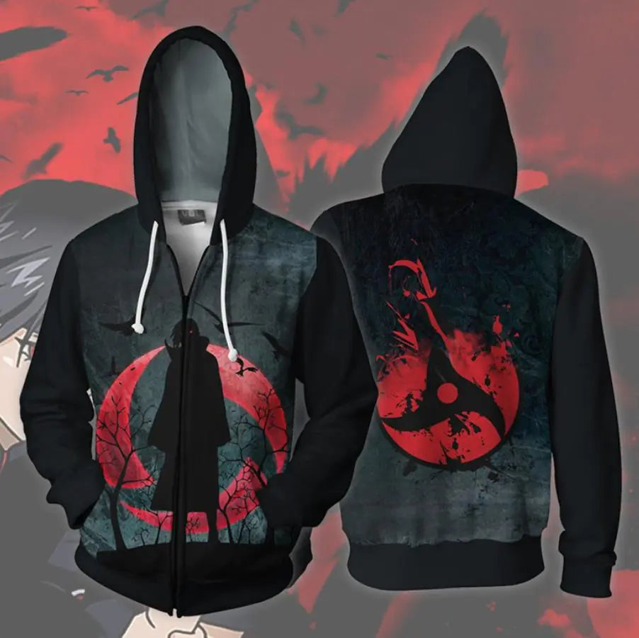 Hooded Long Sleeve Naruto Zip-Up Sweatshirt