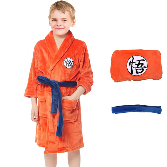 Kids Anime Robe Pajamas Dragon Z Bathrobe Pajamas Anime Onesie Boys Girls Monkey King Bath Robe Halloween Costume